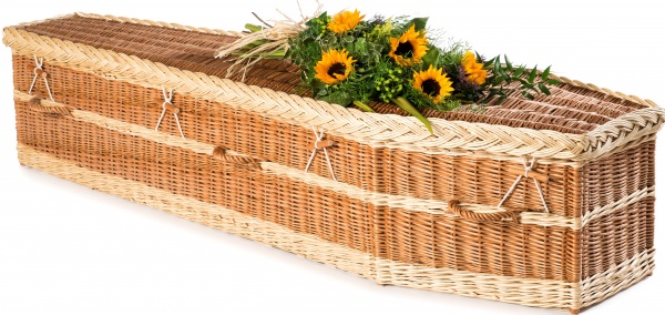 English Willow Traditional Coffin with Light Bands